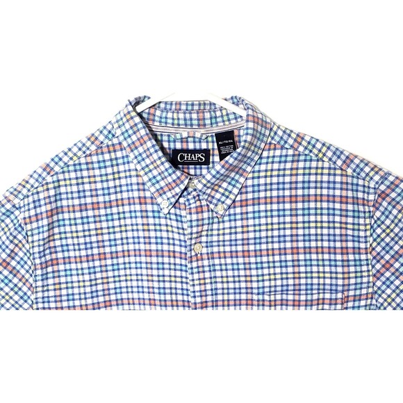 Chaps Casual Button Down Shirt Mens XL Cotton Mini Checks - Picture 2 of 3